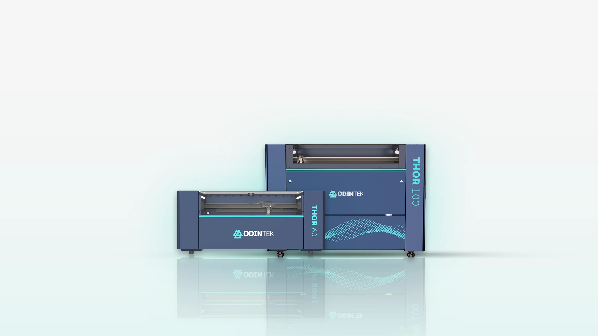 billede af thor 60 og thor 100 side om side som co2 laserskærer