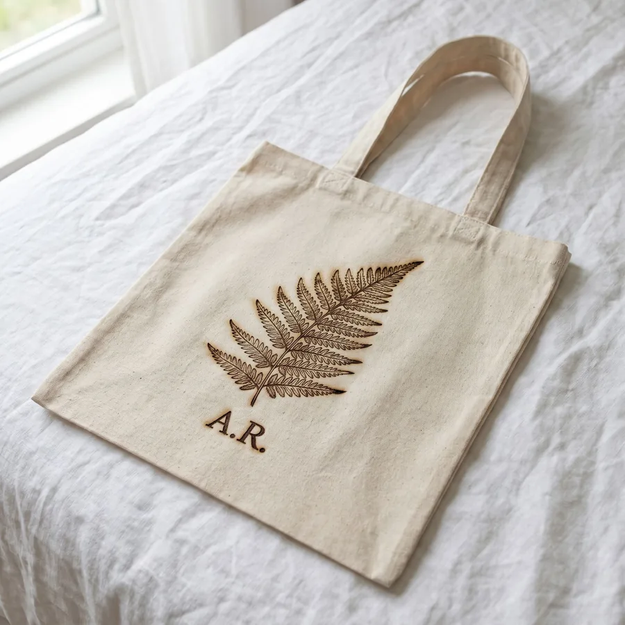 Lasergraveret tote-bag i tekstil
