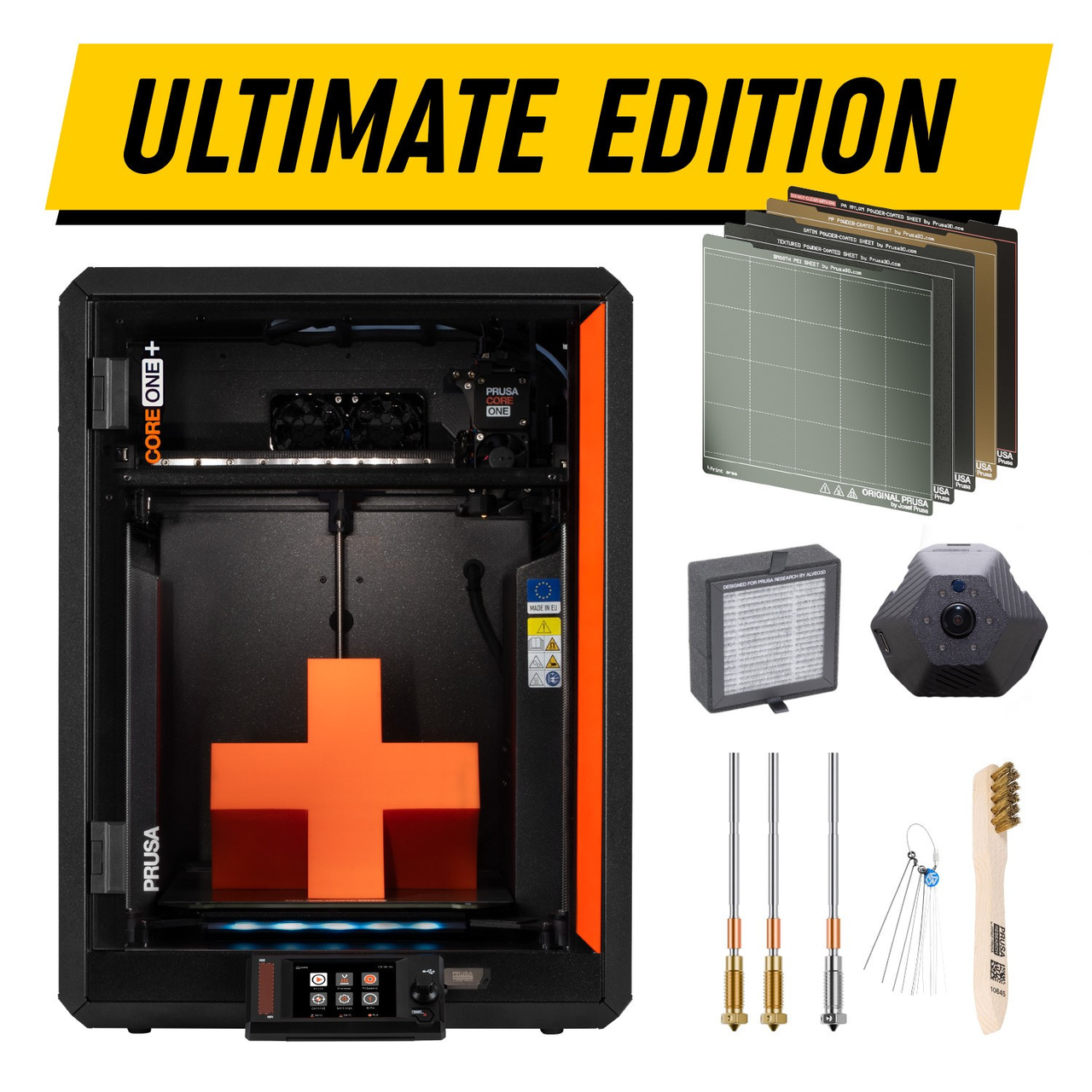 Prusa CORE One+ Ultimate Edition - Hele pakken på bordet