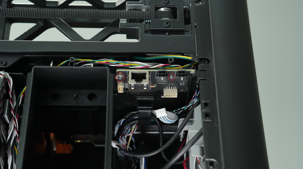Fjernelse af de to BT2x5-skruer fra Ethernet-kortet
