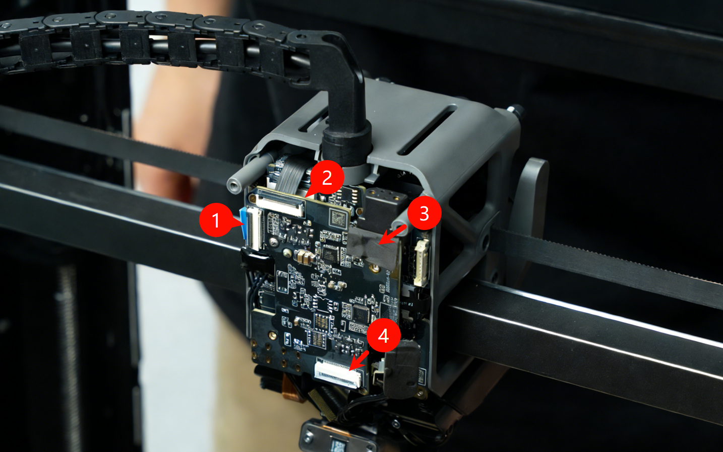 Stikkenes placering på H2D extruder-connectionboard, oversigt 1