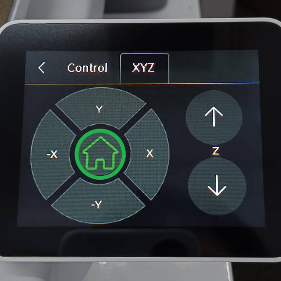 Homing udført i Control-menuen før Z-remstramning