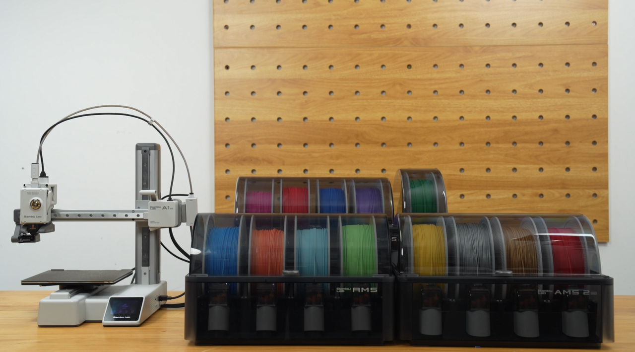 Filament indsat i de tilsluttede AMS-enheder