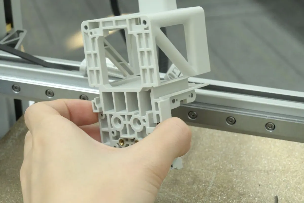 Toolhead-blokken fjernes fra X-aksen