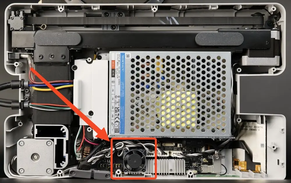 Placering af mainboard-blæser på A1 mini fra før 2024