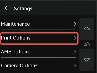 Åbn Print Options på skærmen