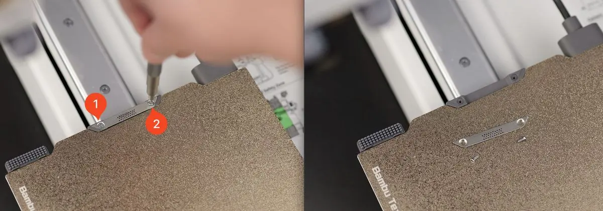 De to skruer der holder den metalliske dysevisker på A1 mini