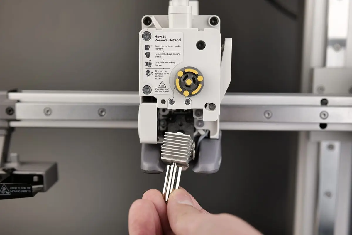 Afmontering af hotend og silikonesok på A1 mini