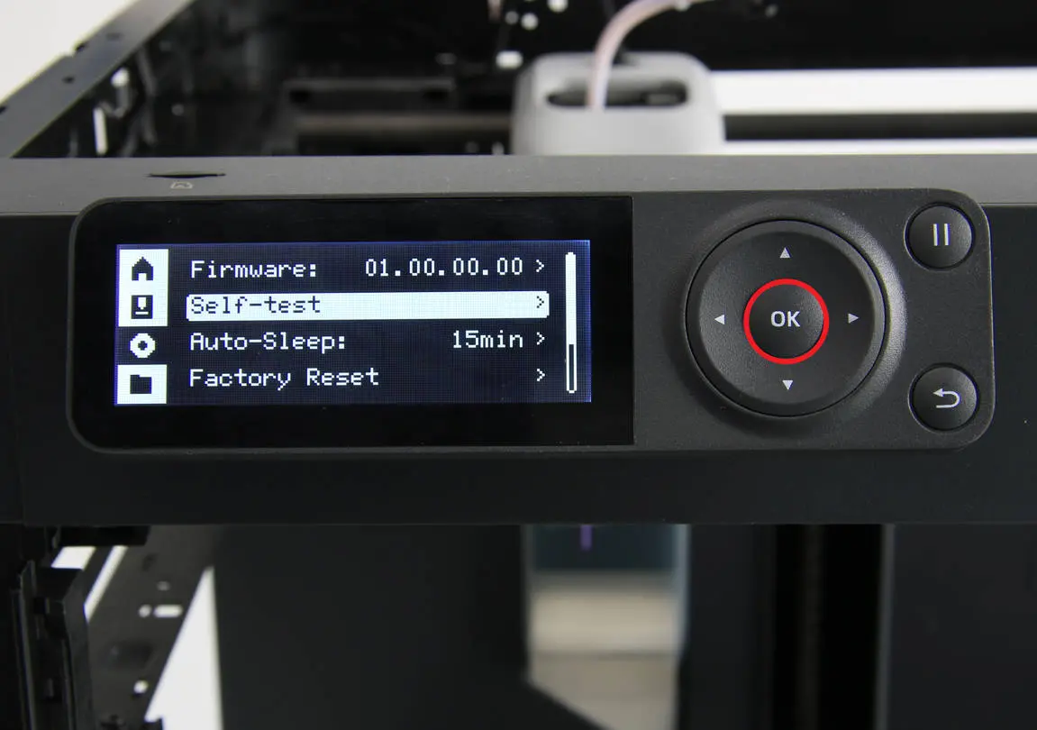 P1-printer korer selvtest efter XY-tandrem-skift