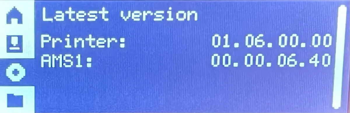 Skaerm med firmwareversion