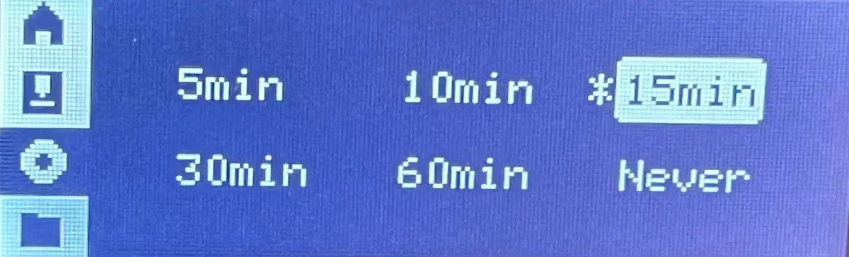 Skaerm med indstilling af auto-dvale