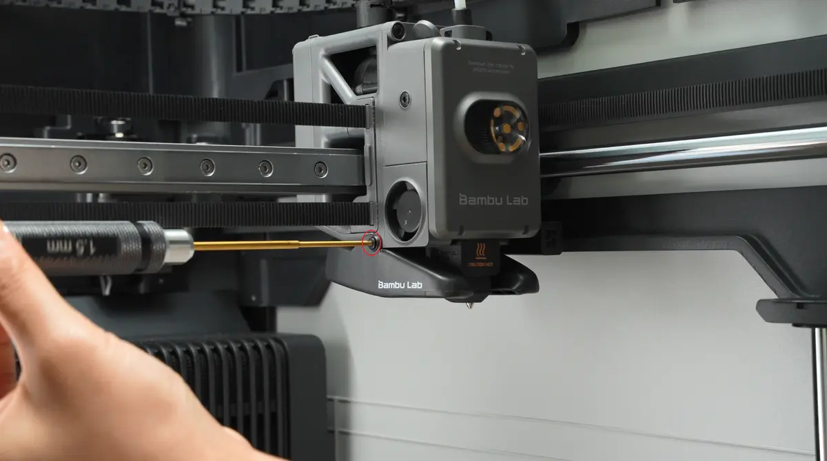 De tre skruer til part cooling fan på toolhead