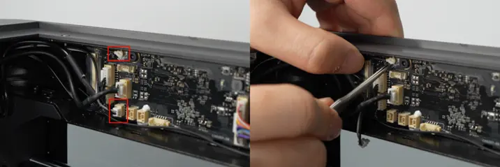 Stik til LED-lys og WiFi-antenne fjernes fra AP-printpladen