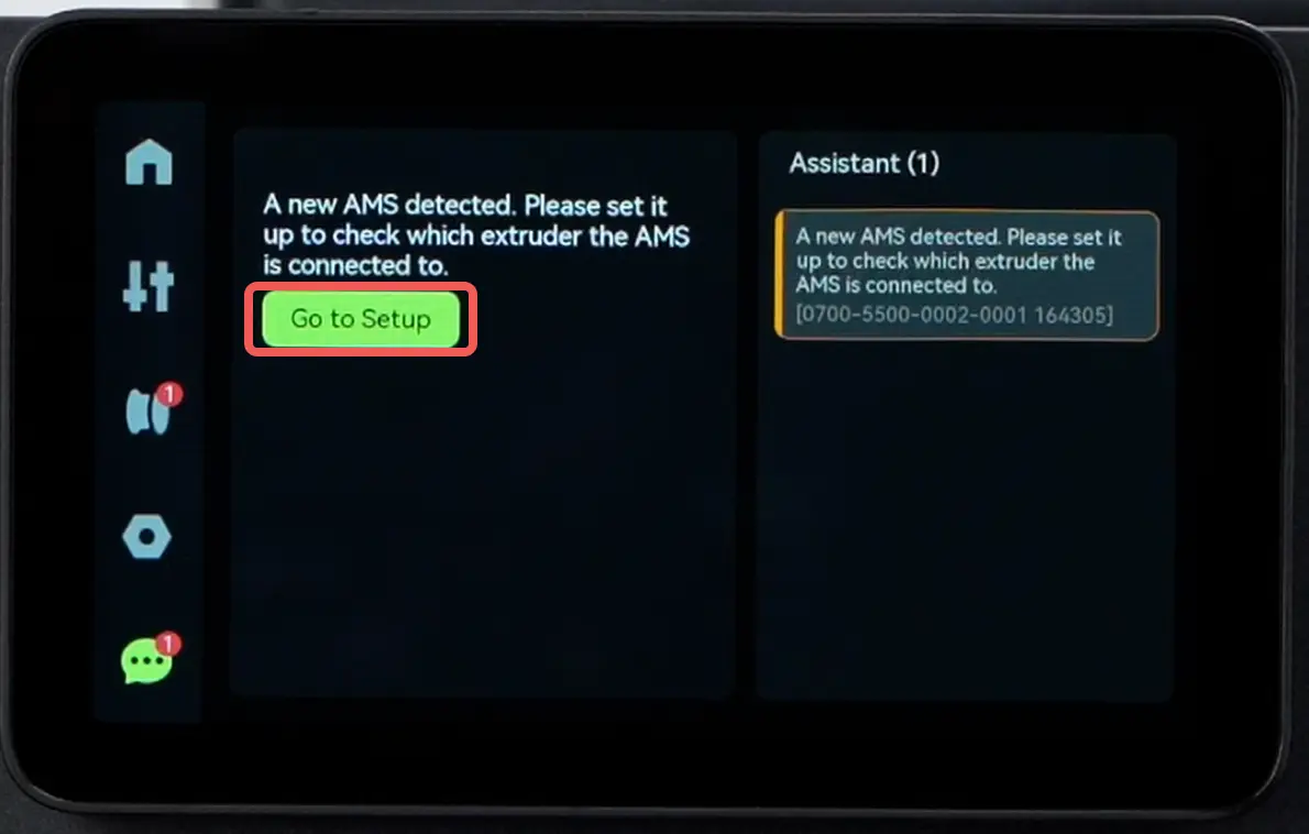 Kalibreringssiden for AMS 2 Pro