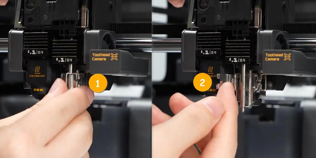 Hotend-enheden tages af toolheaden