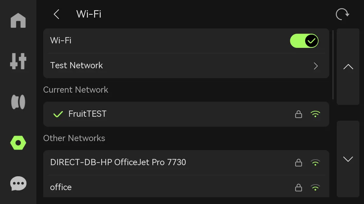 Skærmvisning af Wi-Fi-indstillinger