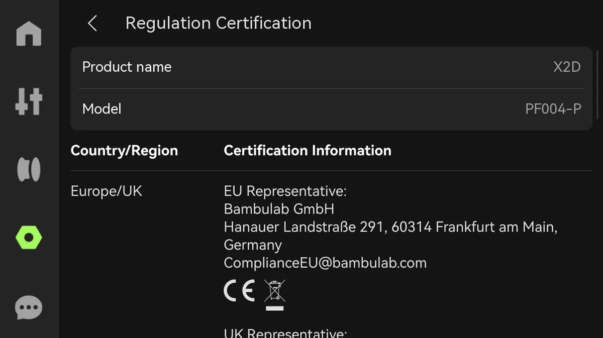 Visning af lovpligtige certificeringsoplysninger på skærmen