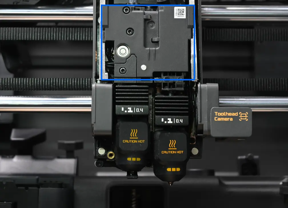 X2D hovedekstruder integreret i toolheadet