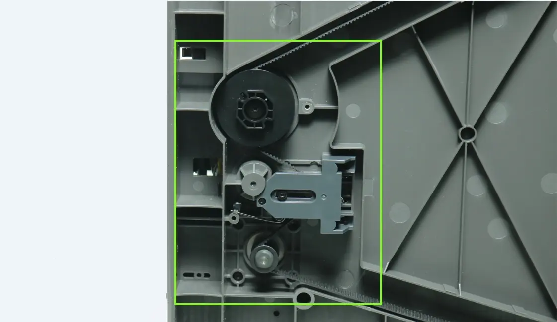 Naerbillede af Z-aksens timing pulley og belt