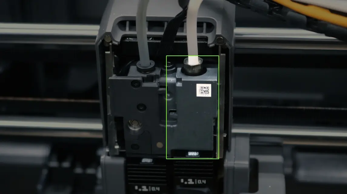 Placering af den højre filamentsensor-print på X2D toolhead