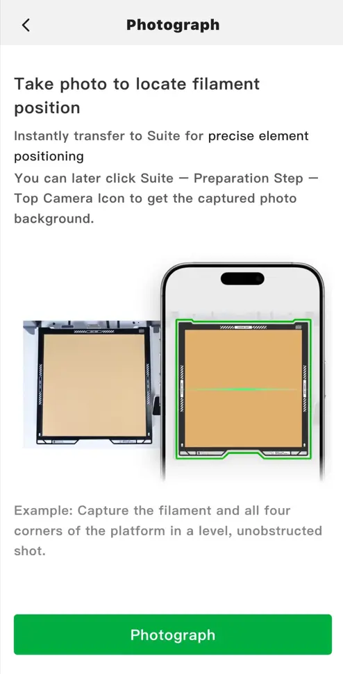 Tag et billede af platformen i Bambu Handy