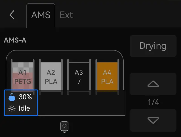 Fugtighedsvisning for AMS 2 Pro