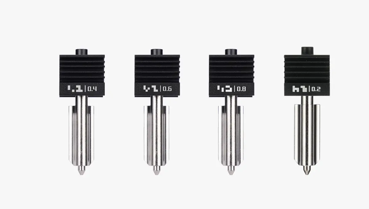 Hotend-pakker til P2S i 0,2 mm, 0,4 mm, 0,6 mm og 0,8 mm