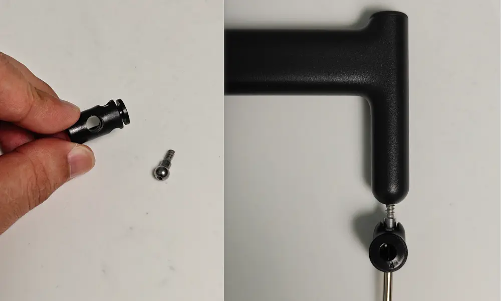 Installation af PTFE-rørkoblingen på rørbeslagets og stramning af den runde skrue