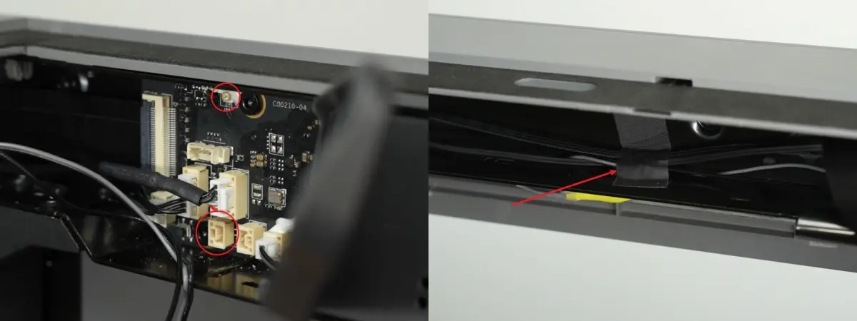 Tilslutning af LED og WiFi-antenne til AP-kortet og fastgørelse af kabler