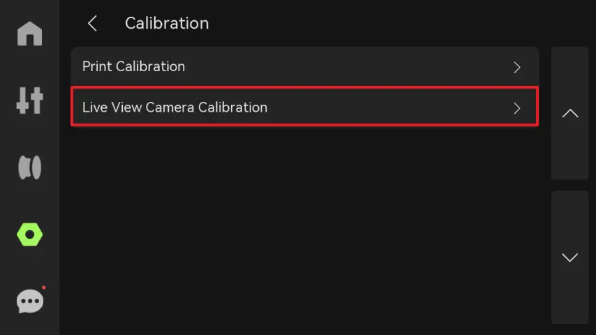 Kalibreringsskærm for live view-kamera på P2S