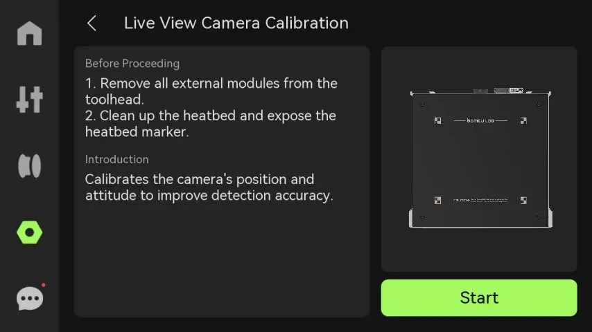 P2S kalibrering af live view-kamera i gang