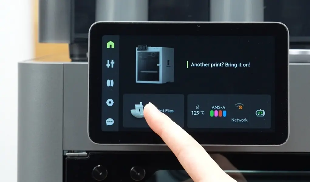 Tryk på Printfiler på P2S touchskærms startside