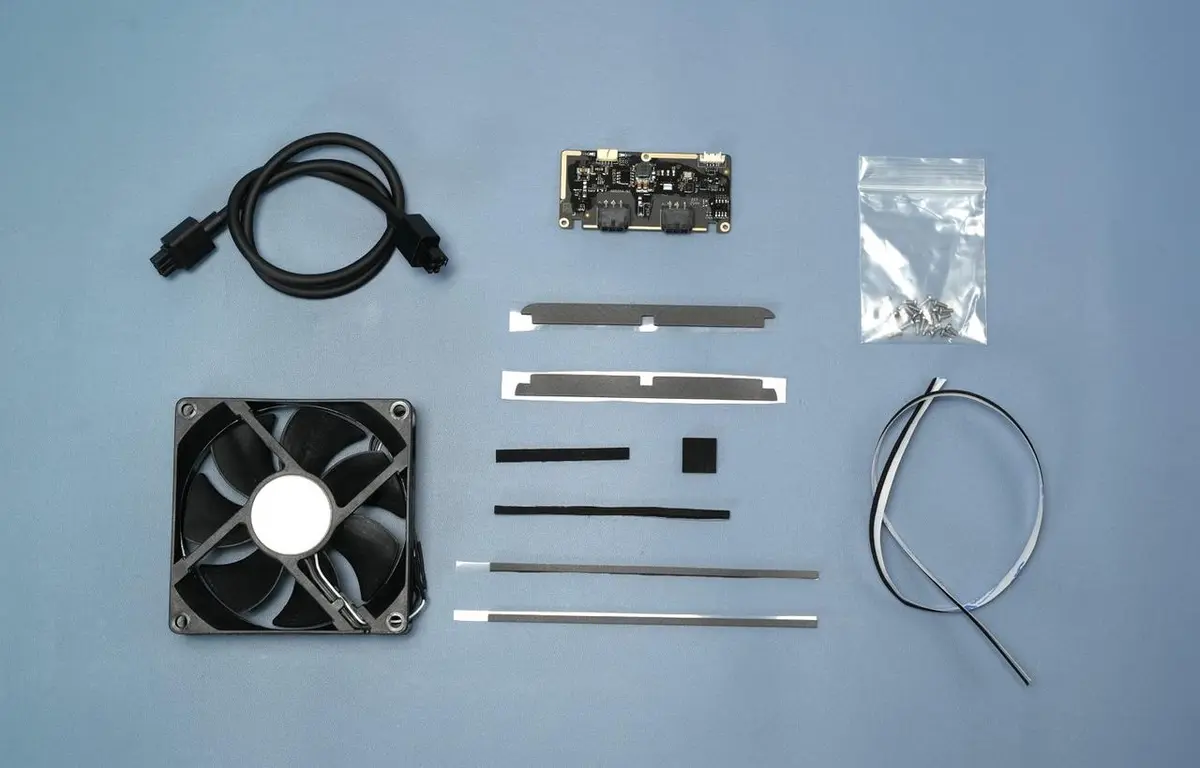 Indhold i det eksterne udsugningsventilator-kit til P2S