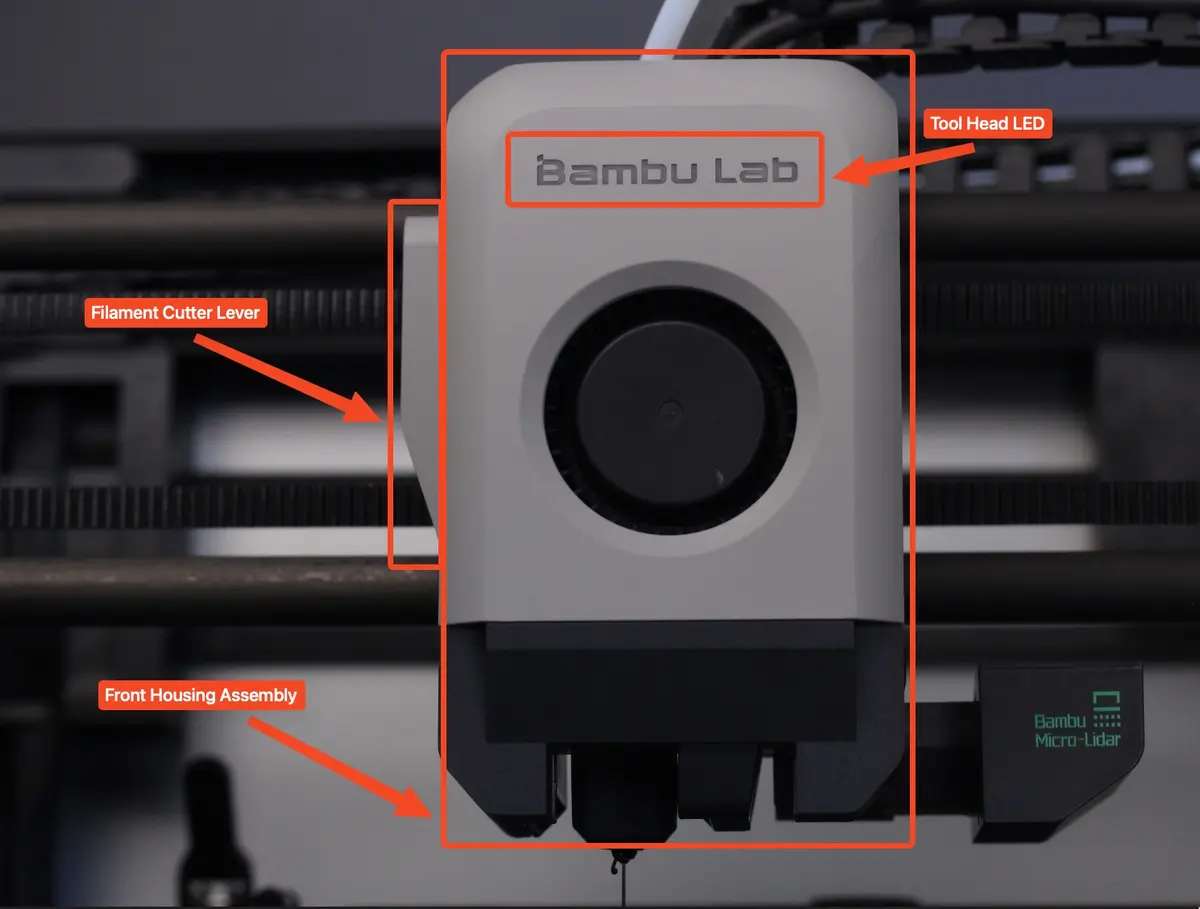 Nærbillede af extruderen på Bambu Lab X1