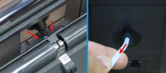 Fjernelse af PTFE-rør fra AMS-udgang for at tilgå fastklemt filament