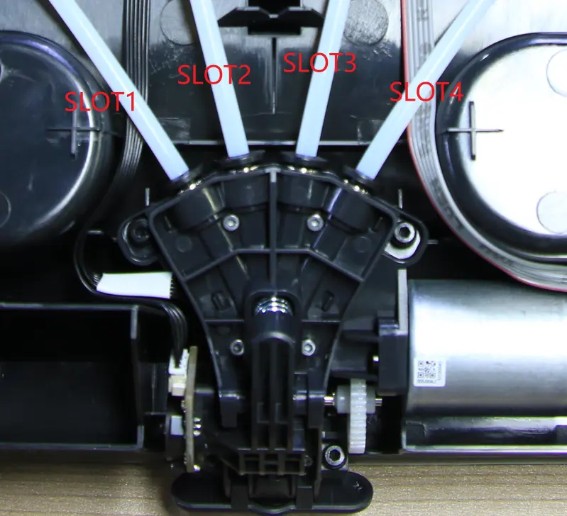 4 PTFE-slanger tilsluttes filamenthubben