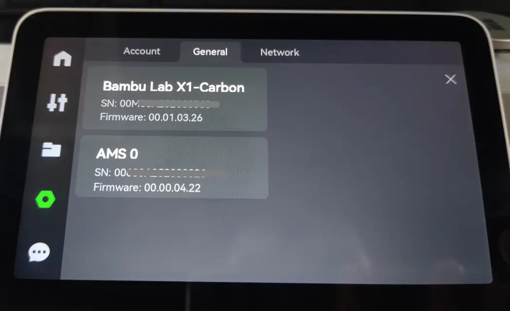 AMS firmware-version vises og kan opdateres