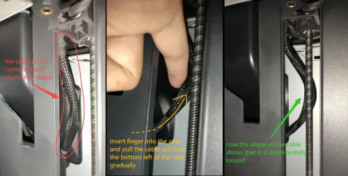 Kablets korrekte position efter midlertidig justering