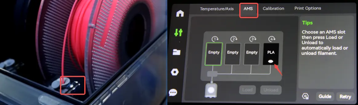 AMS-LED'er blinker rødt i alle fire slots