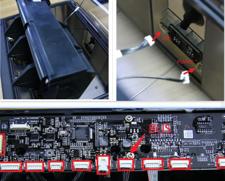 Kontrol af BUS-kabelforbindelsen og stikbene på AMS-hovedkortet