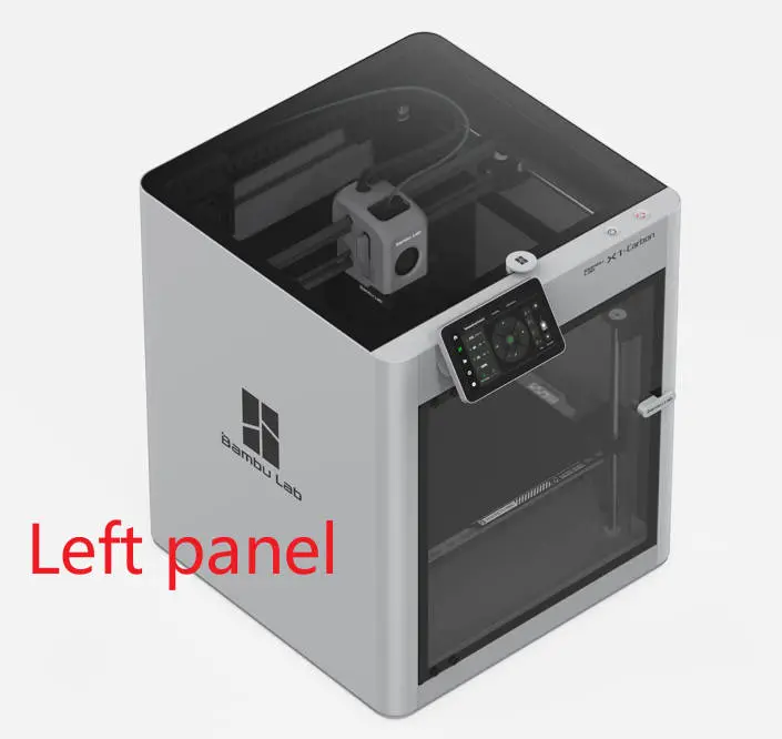 Venstre metalpanel på Bambu Lab X1C set udefra