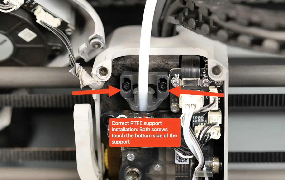 PTFE-roreholder loeftes sa hojt som muligt inden stramning