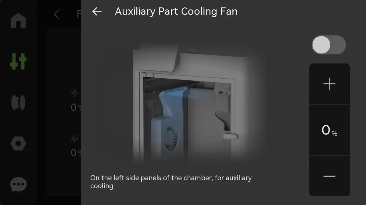 Styring af den ekstra deludkølingsventilatoren på skærmen