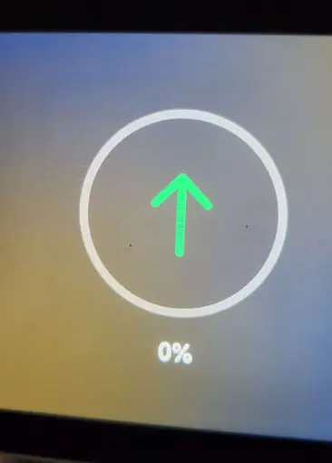 Eksempel på mislykket firmware-opdatering - skærmbillede 1