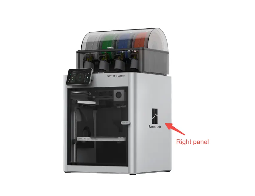 Oversigt over højre panel på Bambu Lab X1-serie printer