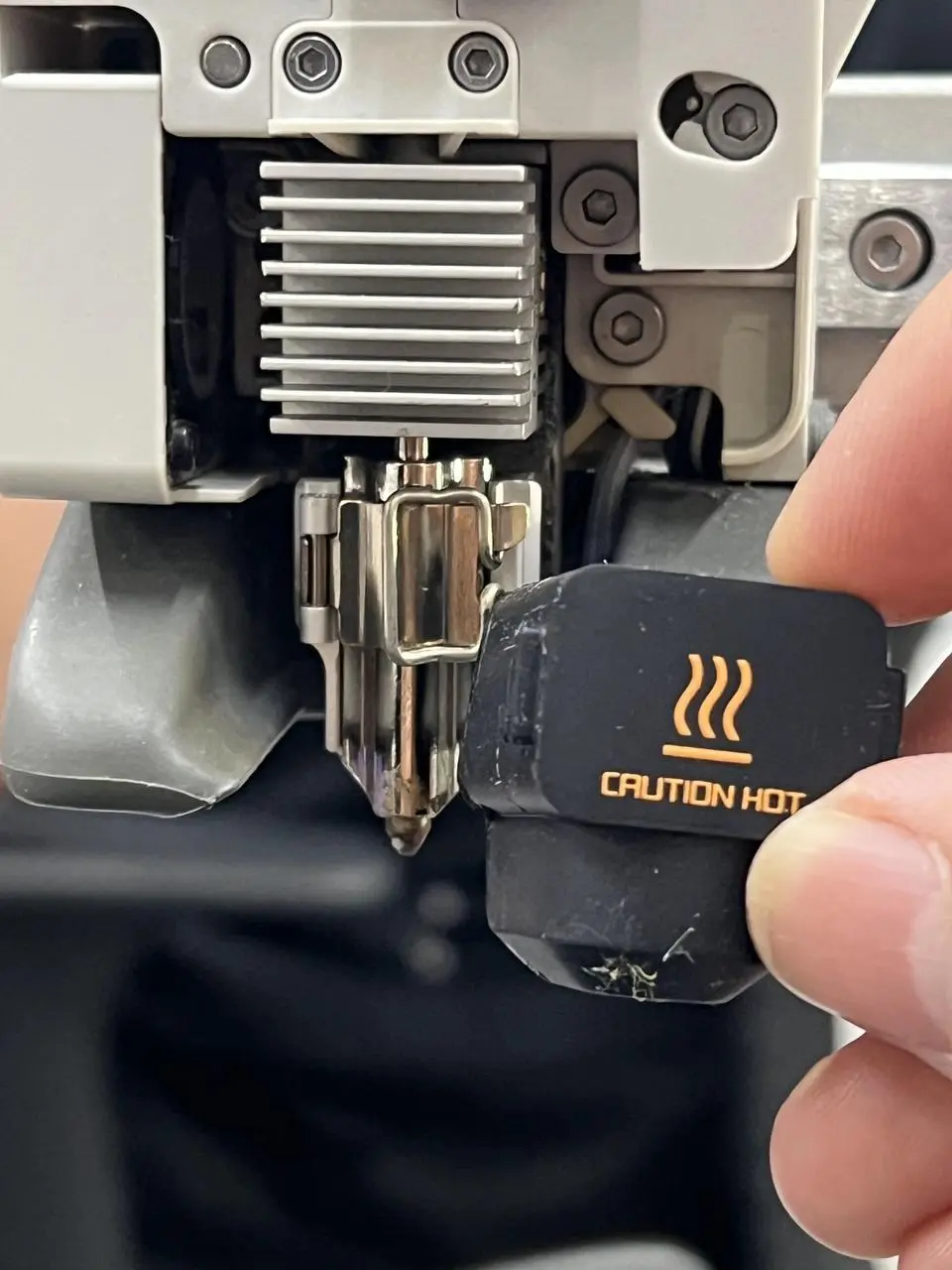 Siliconedækslet er fjernet fra A1-seriens hotend
