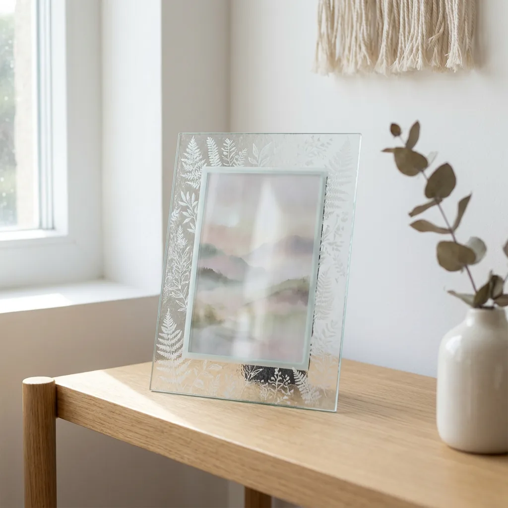 Fotoramme i glas med matteret kant