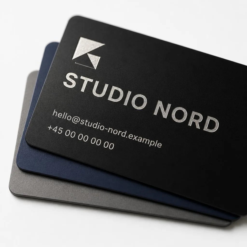 Visitkort i anodiseret metal med gravering