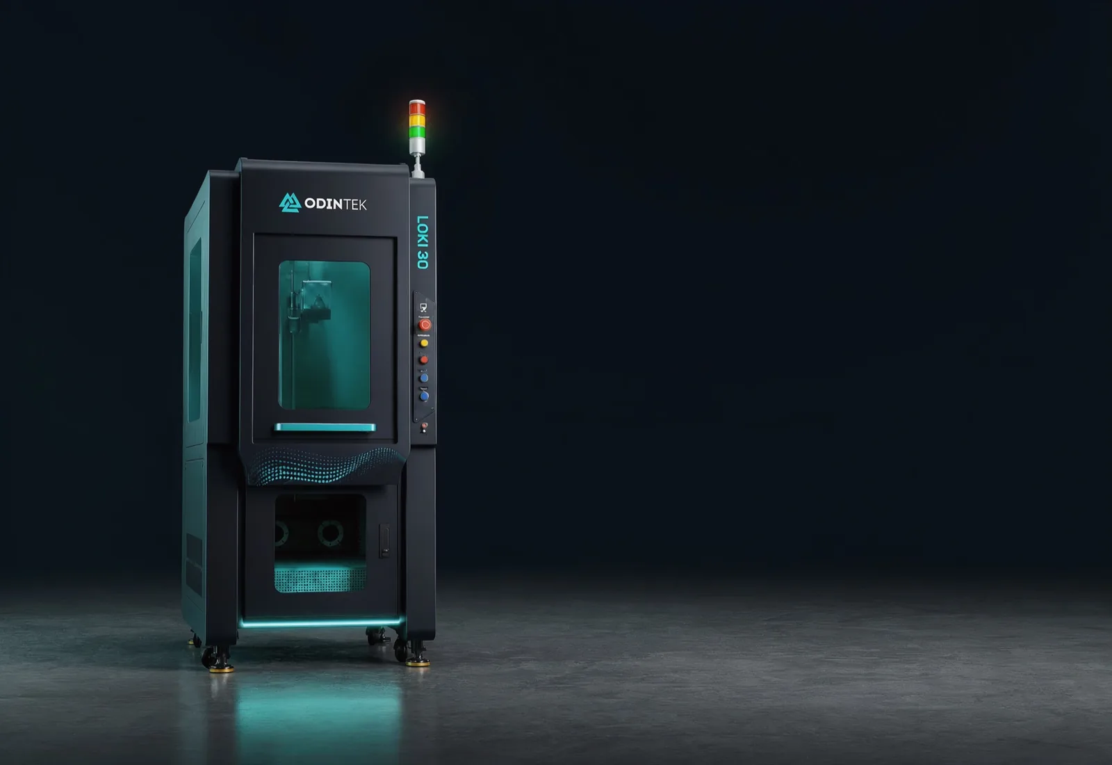 ODINTEK LOKI 30 fiber galvo laser i mørkt værksted