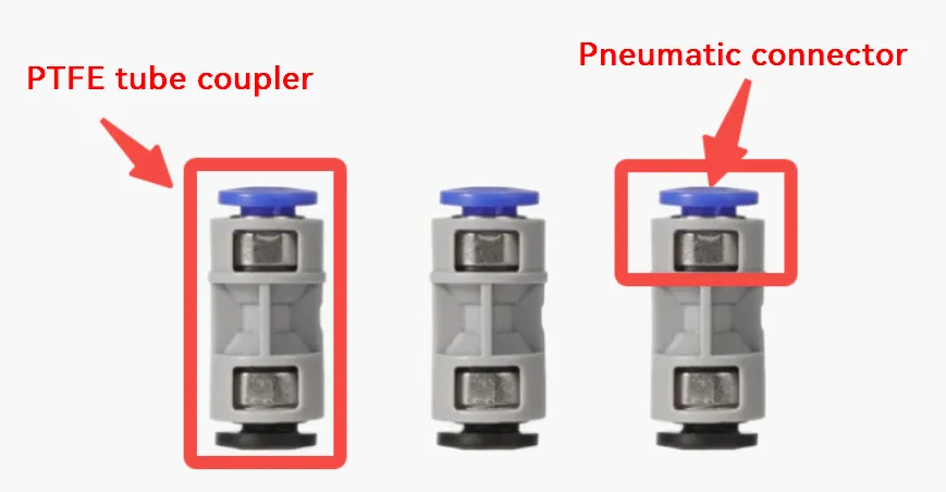 PTFE-slangekobling med pneumatisk connector på AMS 2 Pro